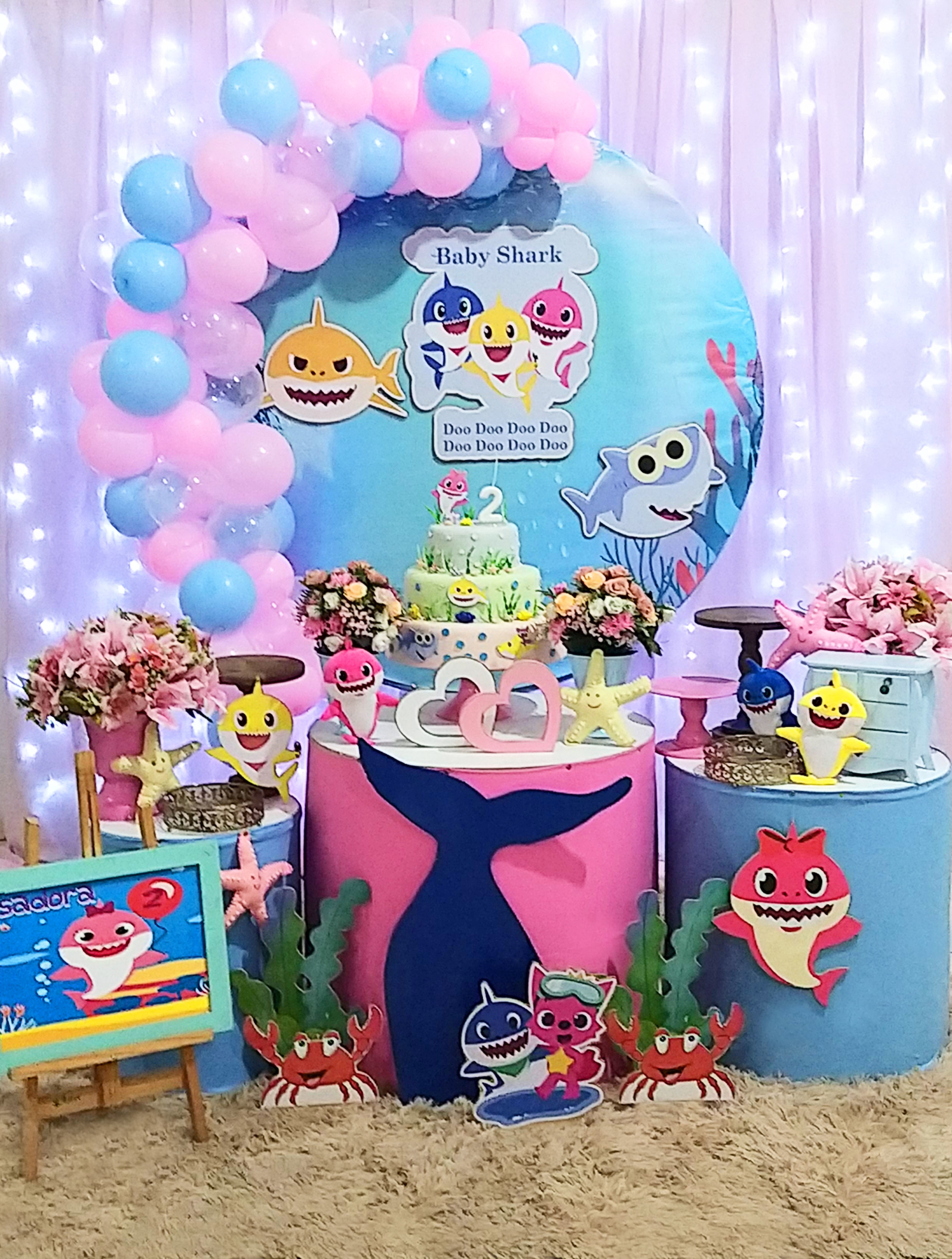 decoração-para-festa-de-aniversário-infantil-tema-baby-shark | Evelin ...