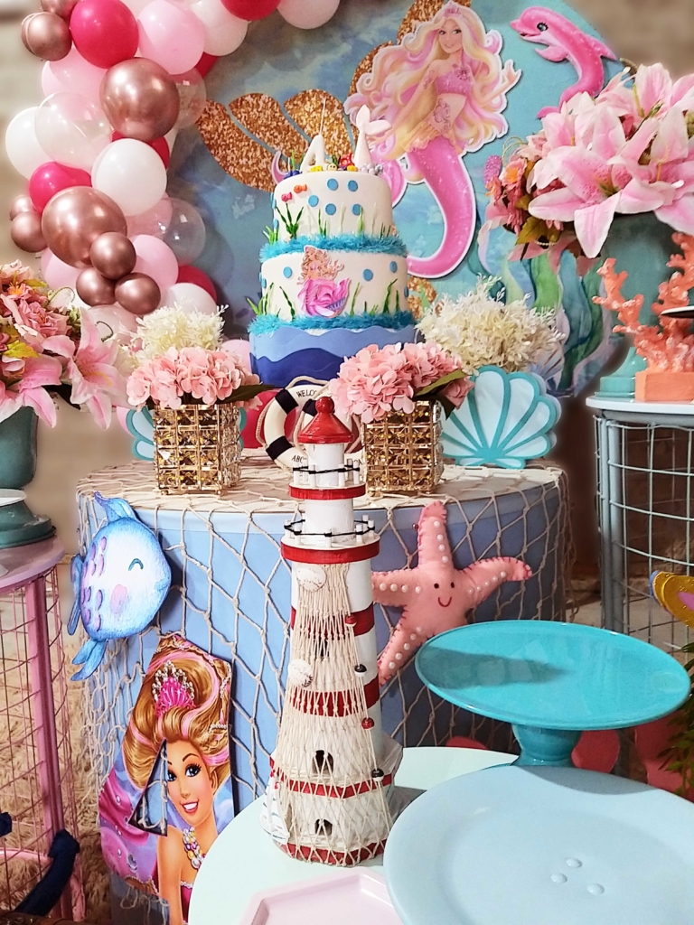 -decoração-para-festa-de-aniversário-infantil-tema-barbie-sereia ...